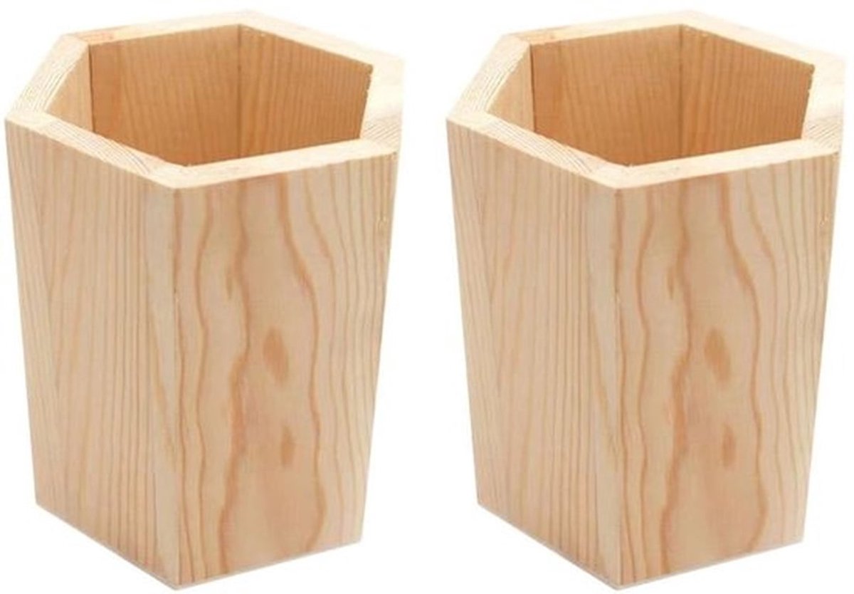 Pennenhouder Houten Geometrisch - Bureau Organizer - Pennenemmer - Schrijfwarenhouder - Make-upkwastenorganizer - Ruimte voor Schrijven
