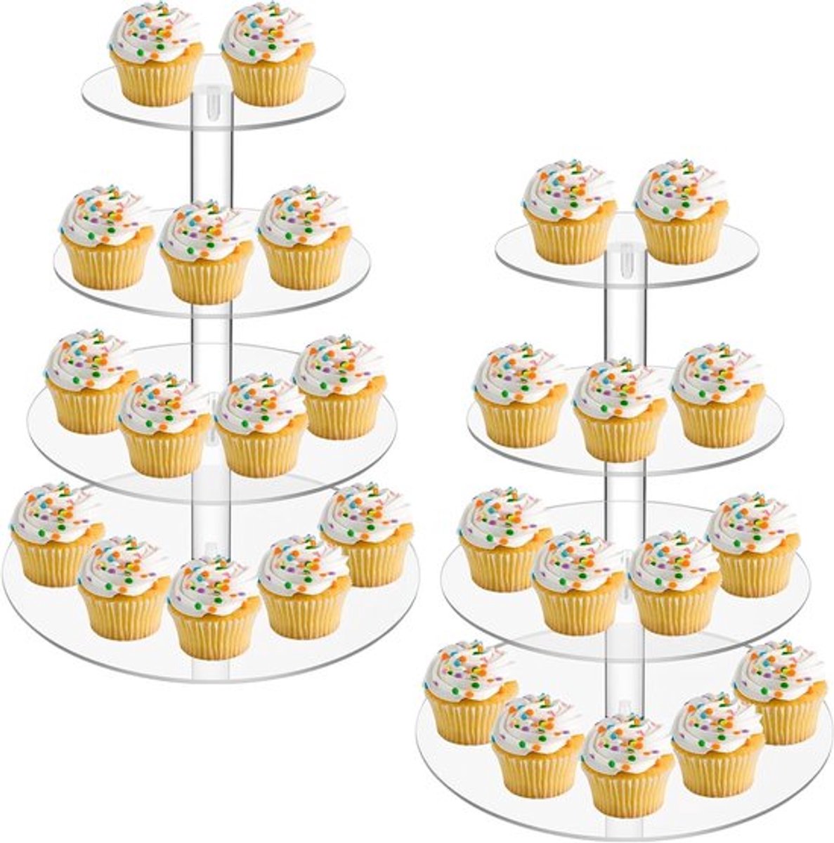 Ronde grote acryl taartstandaard set van 2, heldere desserttoren voor bruiloften, verjaardagen en feesten