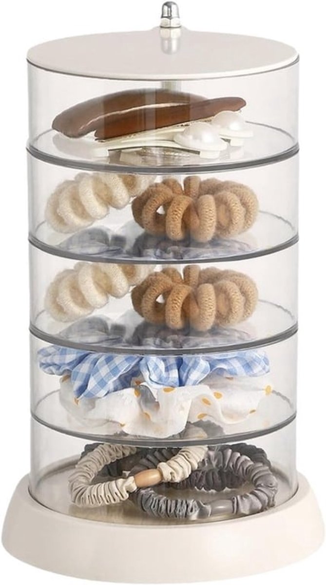 360° Draaiende Bureau Organizer met 4 Compartimenten - Transparant, 22 x 15 x 4 cm, Perfect voor Kantoor en Thuisgebruik