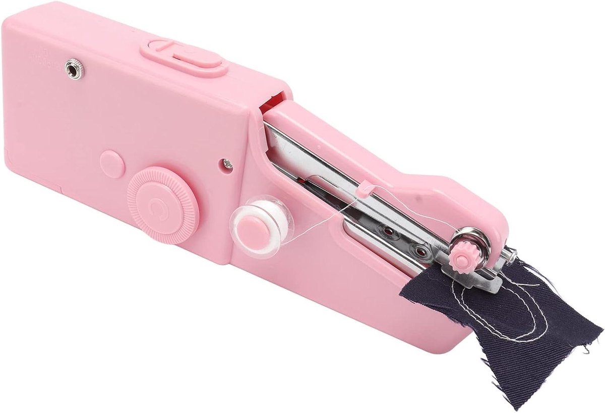 Elektrische Handnaaimachine - Draagbaar Naaigereedschap - Snelle Kledingreparaties - Continu Naaien - 23 Accessoires - Roze
