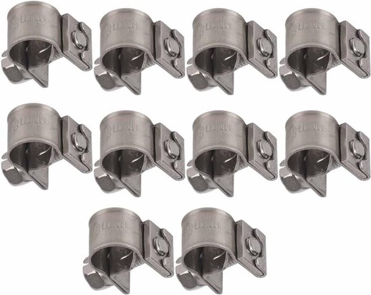 RVS mini-brandstofslangklemmen, 10 stuks, Verstelbare klemmen voor slangen van 6 mm tot 20 mm, Ideaal voor pijpen en buizen