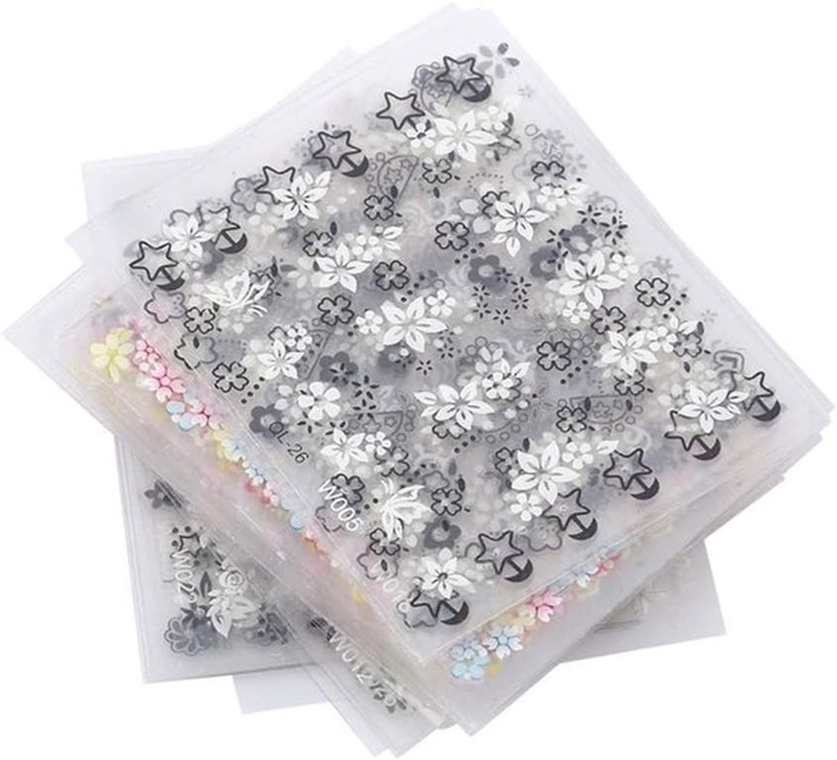 Kleurrijke 3D Nagelstickers - 50 Zelfklevende Stickers met Diverse Patronen en Kleuren voor DIY Nagelkunst en Manicure Decoratie