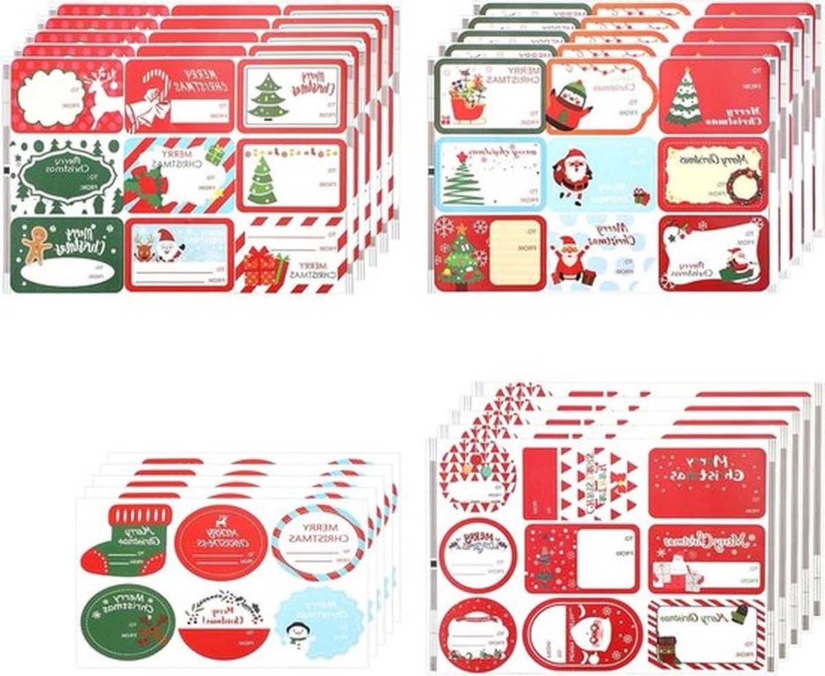 165 Stuks Kerstcadeau Etiketten, 4 Stijlen Naamlabels voor Cadeaus met Kerstman en Sneeuwpop, Zelfklevende Verpakkingslabels voor Cadeauverpakking en Decoratie