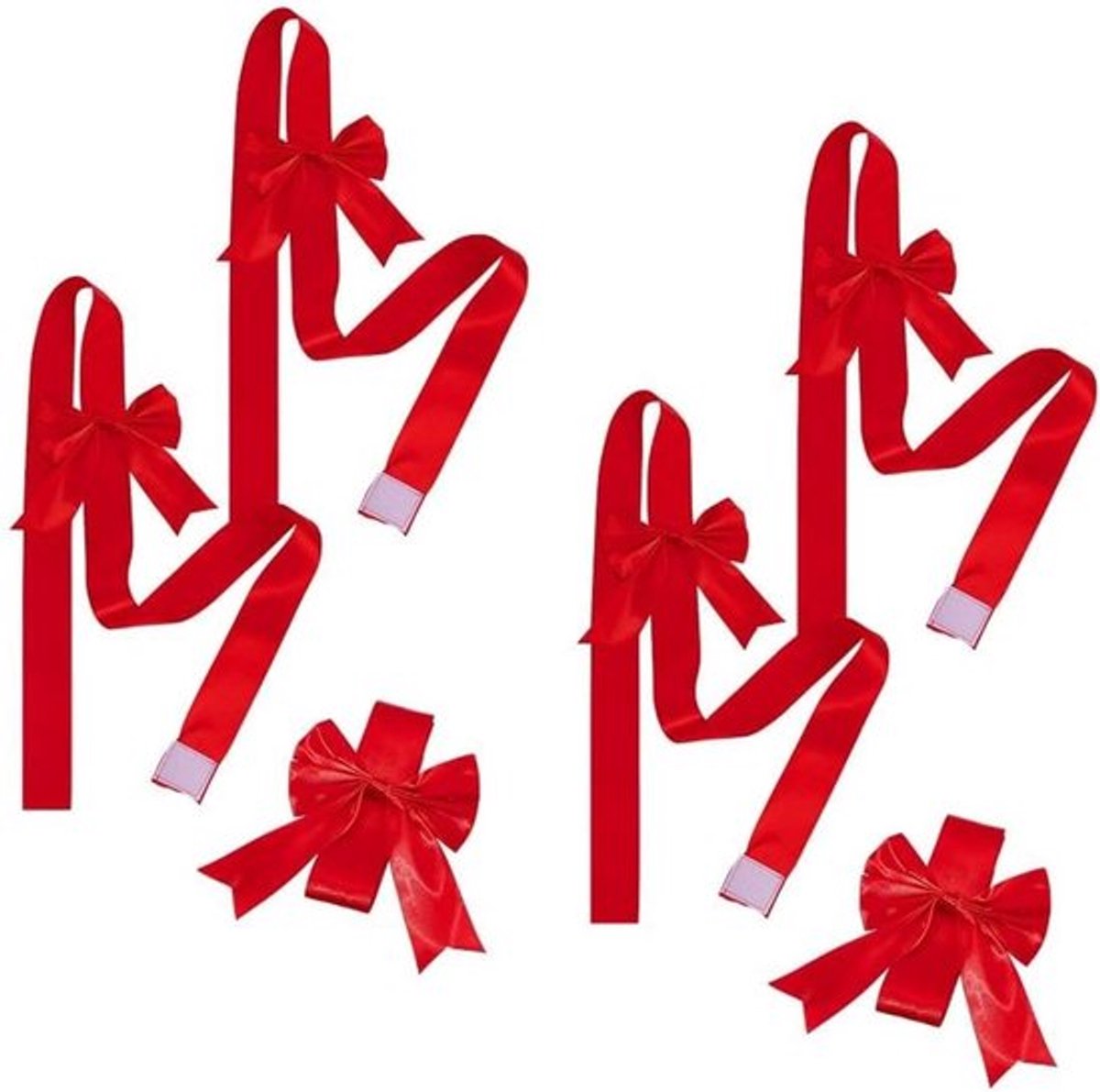 Set van 4 grote kerstkastbanden en strikken voor deuren, ramen en meubels, feestelijke decoratie voor Kerstmis en oudejaarsavond