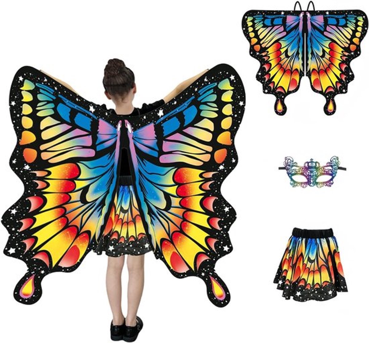 Vleermuiscape voor Meisjes met Hoofdband, Vlindervleugels voor Halloween en Carnaval, Feestoutfit voor Kinderen