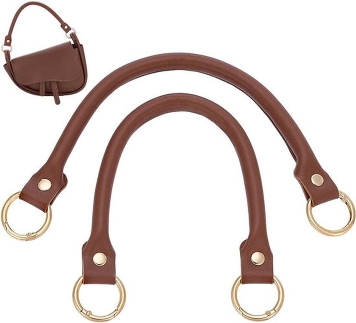 2 Stuks Korte Portemonnee Riemen van PU Leder, 13,8 Inch Vervangende Handgrepen voor DIY Tote, Gehaakte Tas en Schouderhandtas met Gesp Ring