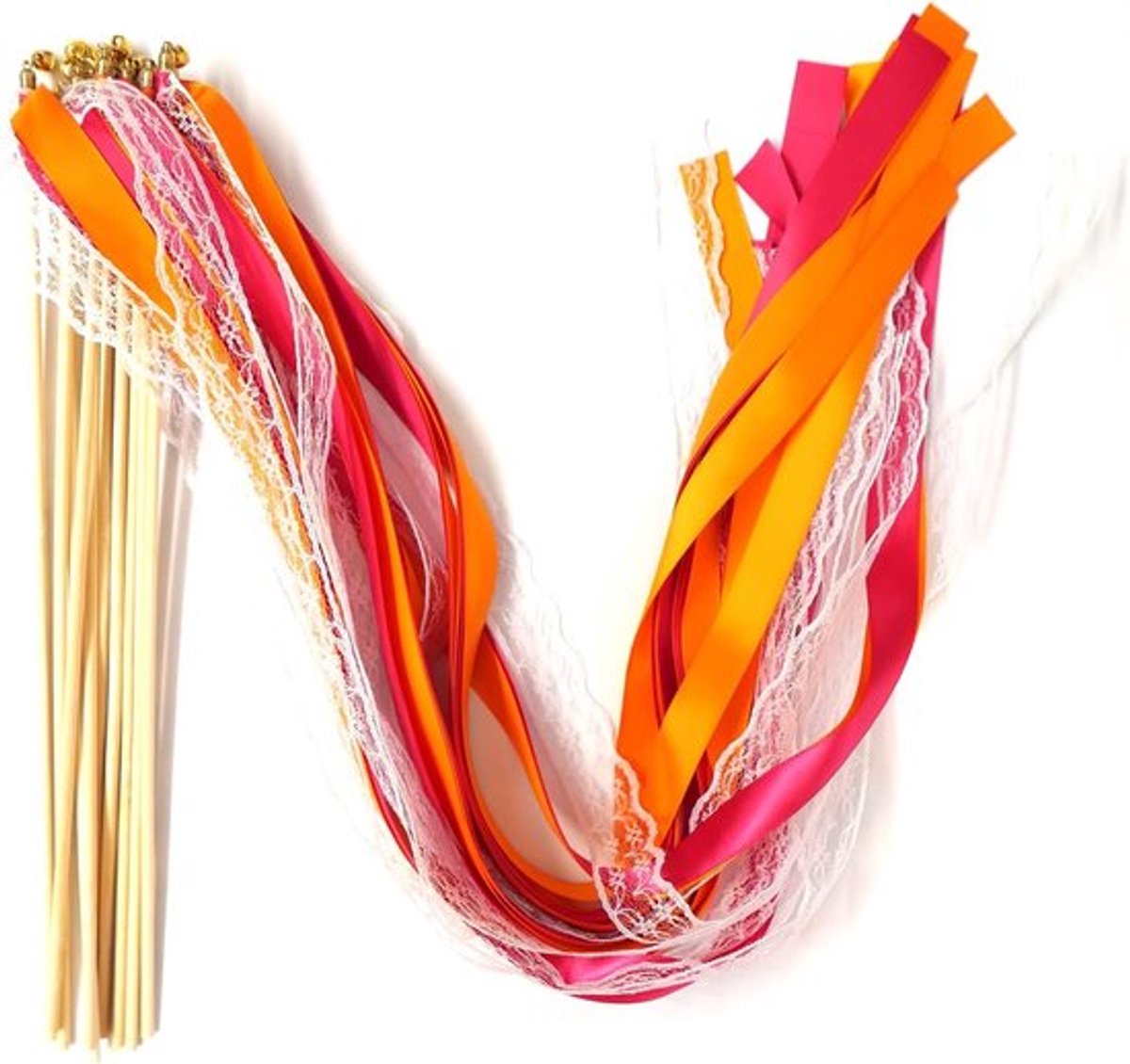 30 Stuks Zijde Feeën Stokken met Belletjes voor Bruiloften, Verjaardagen en Feestjes met Ribbons en Kant