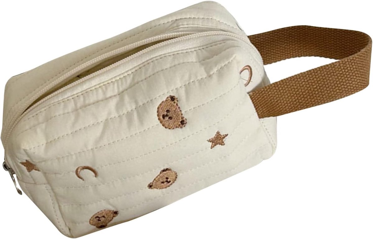 SnelShoppen - Makeup Tas, Zachte en Comfortabele Cosmetica Tas met Schattig Beren Ontwerp, Grote Capaciteit voor Dagelijkse Make-up, Perfect als Cadea