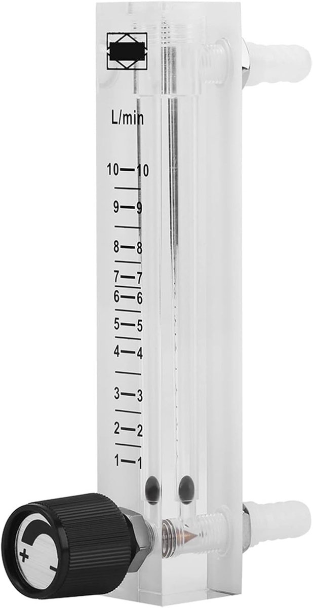 SnelShoppen - Flowmeter 1-10Lpm, Gas Flowmeter voor Zuurstof, Lucht en Gas met Regelklep, Ideaal voor Medisch Gebruik, Hobby en Industrieel Toepassing