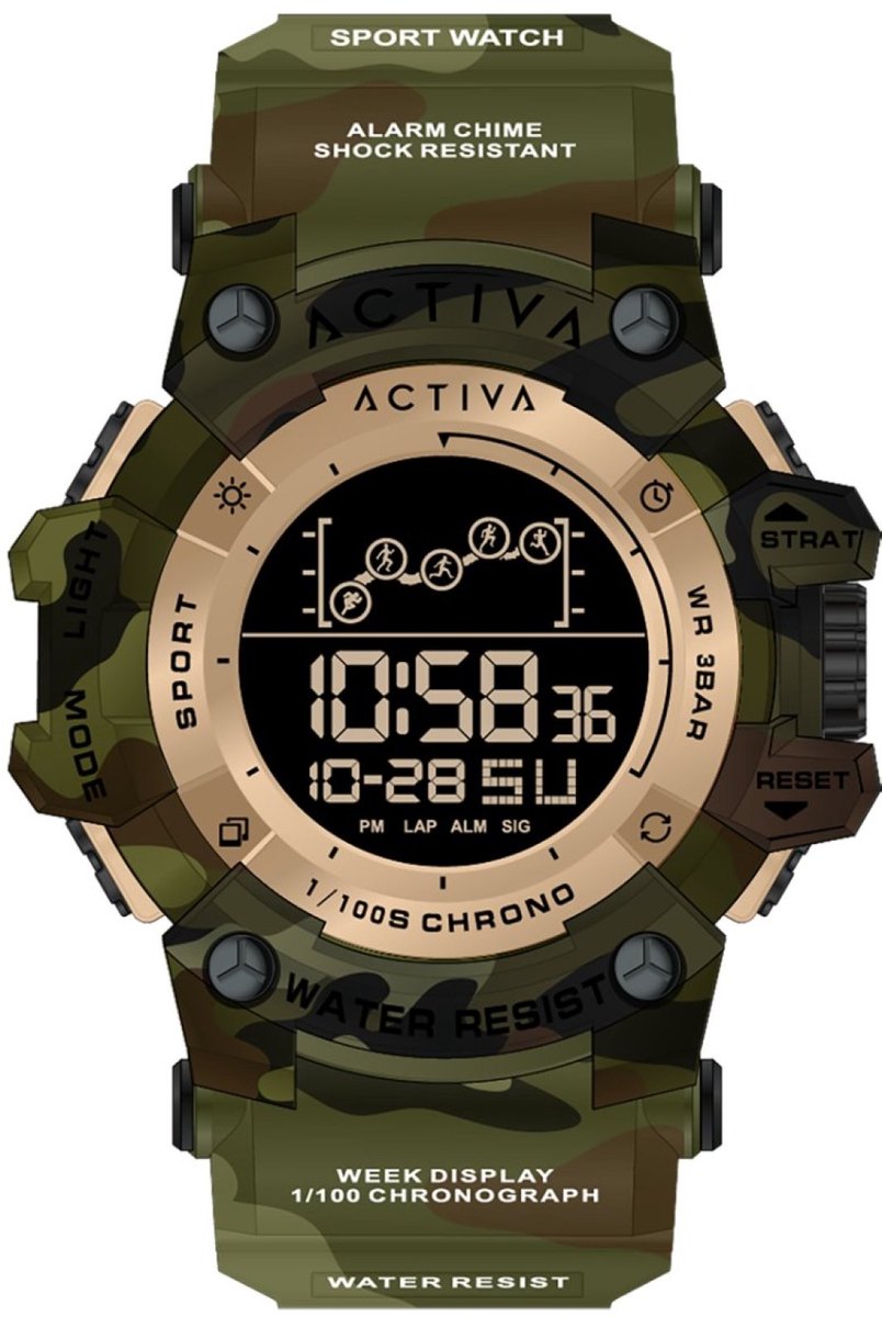 Activa Digital ACW8082-021 Heren digitale horloge - 50 mm