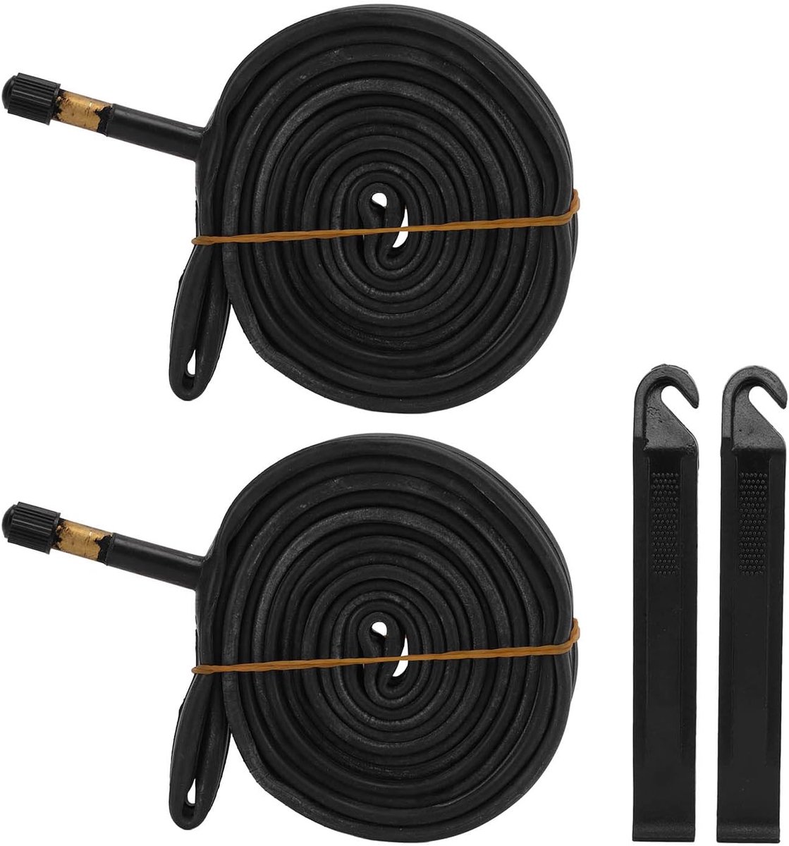 SnelShoppen - 700x23C Binnenband Fietsband met 2 Banden, 48mm Schrader Ventiel, Butyl Rubber, Duurzaam, Schokabsorberend, Fietsaccessoires