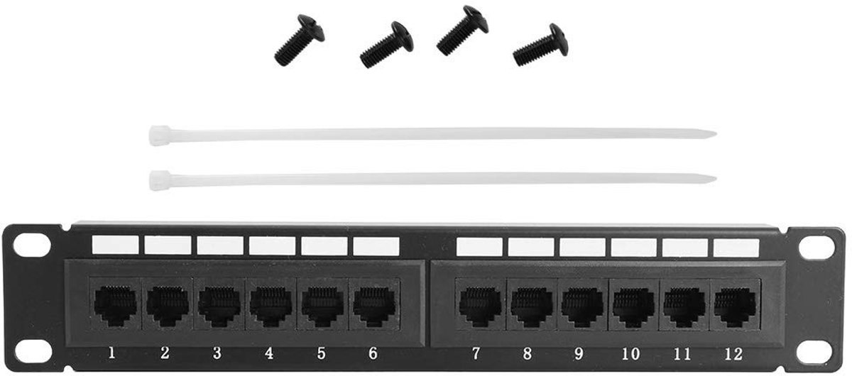 SnelShoppen - Netwerk Patch Paneel 12-Poorts CAT6A RJ45, Hoogwaardige Kwaliteit, Vlamvertragend Materiaal, Ideaal voor Thuis en Kantoor