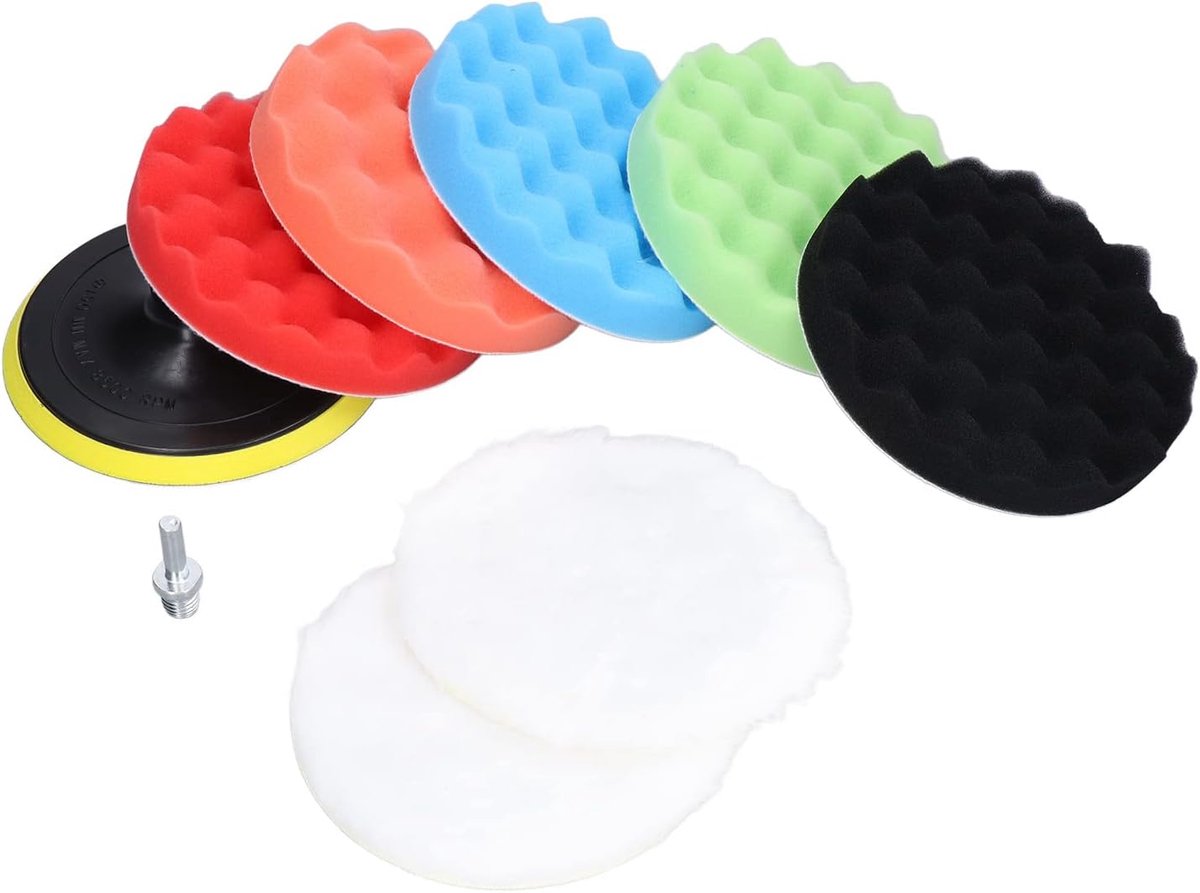 SnelShoppen - Polijstpad Set 9 Stuks 150mm Diameter Polijstschuim Voor Auto, Boot, Glazen, Steen, Keramiek, Diverse Hardheden