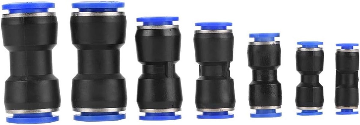 SnelShoppen - 35 Stuks Pneumatische Luchtleiding Aansluitingen Rechte Push Connectors Pneumatische Snelaansluitingen OD 4/6/8/10/12/14/16mm, Hoogdruk,