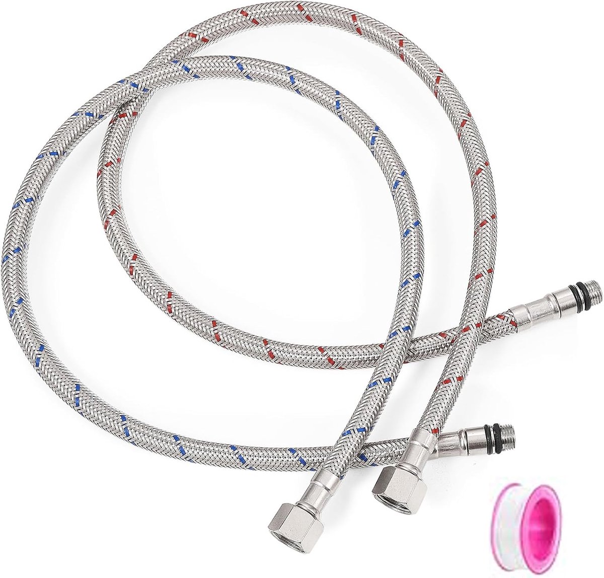 SnelShoppen - 2 Stuks G3/8 x M10 Aansluitingsslang, Waterdichte Slang voor Kraan, Verbindingsslang voor Armatuur, RVS Gewapende Slang 3/8 Inch voor Me