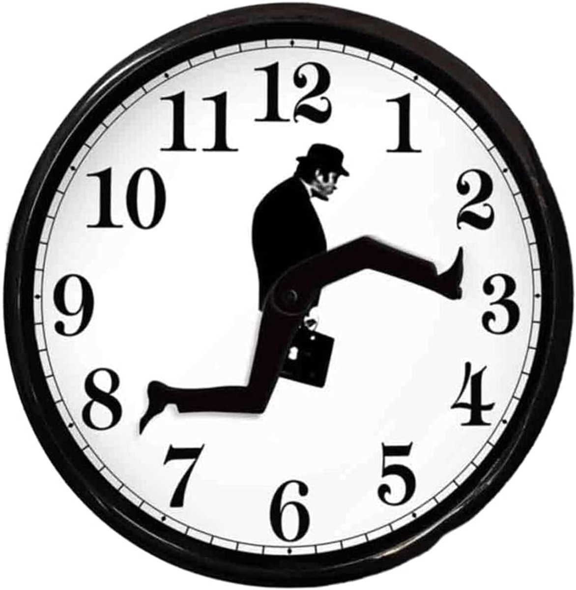Wall Clock, Creative Wall Clock 3D Wall Art Silent Round Clock British Comedy Inspired Ministry of Silly Walks Clock - ShopVlot