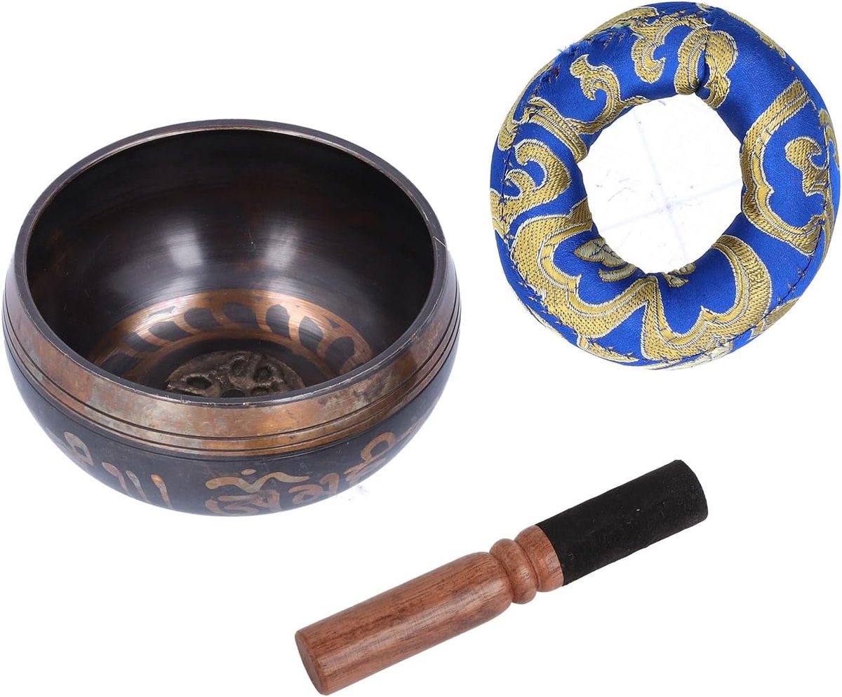 SnelShoppen - Tibetaanse Klankschaal Set, Handgemaakte Meditatie Boeddha Klankschaal voor Yoga Meditatie Accessoires, Koper, Hoogwaardig, Stijlvol, Pe