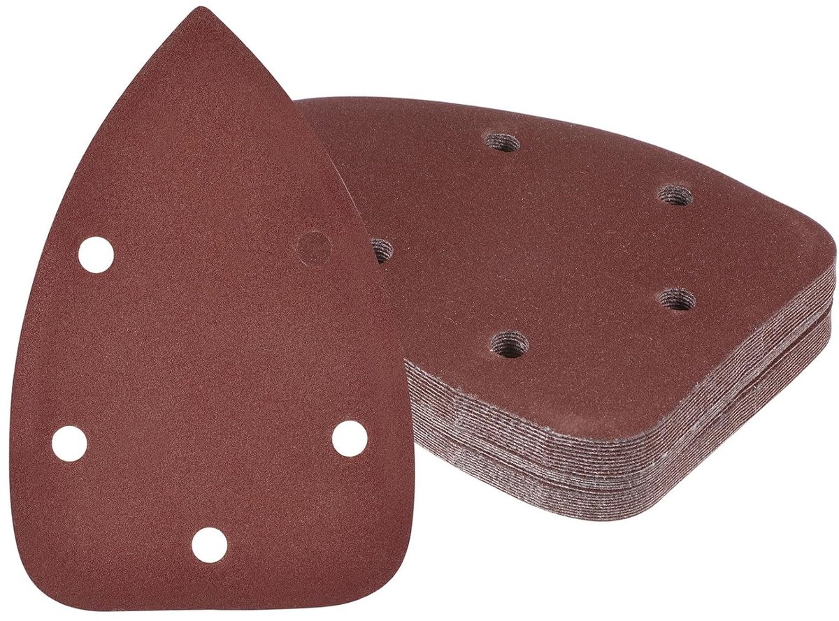 SnelShoppen - 25 Stuks Schuurpapier Driehoekige Schuurmachine - 240 Grit 9 x 15 cm Schuurvellen met Haak en Ring voor Precisie Schuren van Houten Meub