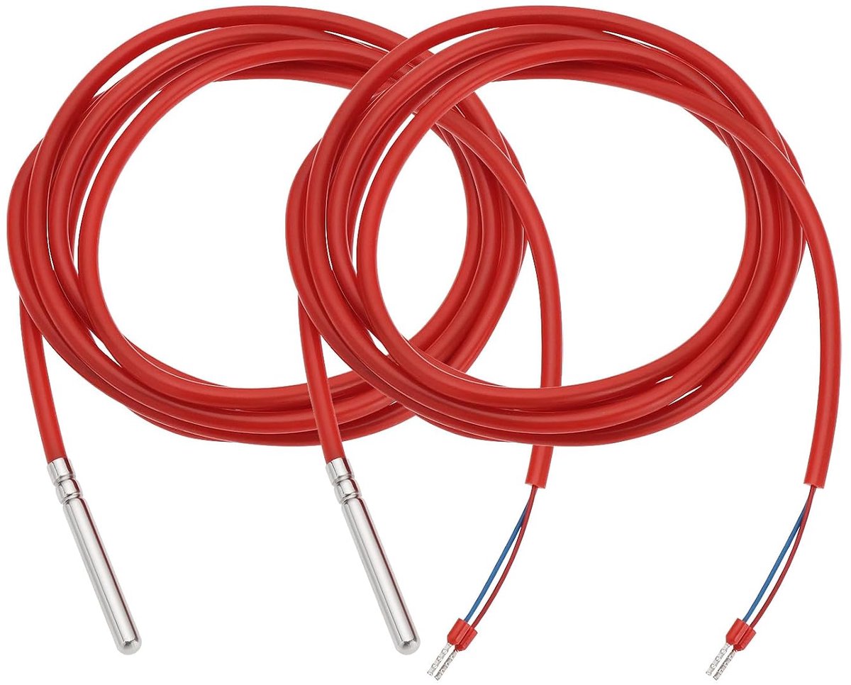SnelShoppen - 2pcs Waterdichte NTC10K Temperatuur Sensor Probes -50°C tot +200°C voor Verwarming en Controle Zonne-energie Systemen en Airconditioning