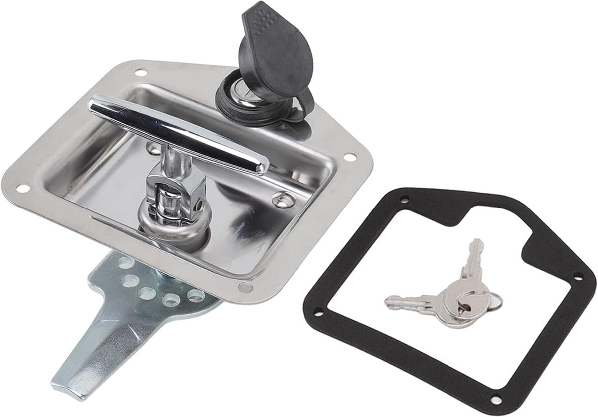SnelShoppen - Trailerdeur Slot T Handgreep met Slot, Opvouwbare T Handgreep Slot Vervanging voor Trailerdeur, RV Camper, Vrachtwagenbed, Gereedschapsb