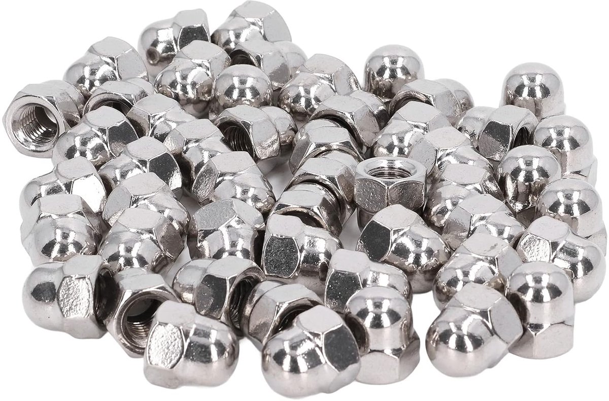 SnelShoppen - 50Pcs RVS Eikel Moer Set, Hex Dome Kap Moeren Assortiment Kit M3 M4 M5 M6 M8 M10 M12, Roestvrij Staal, Voor Diverse Klussen