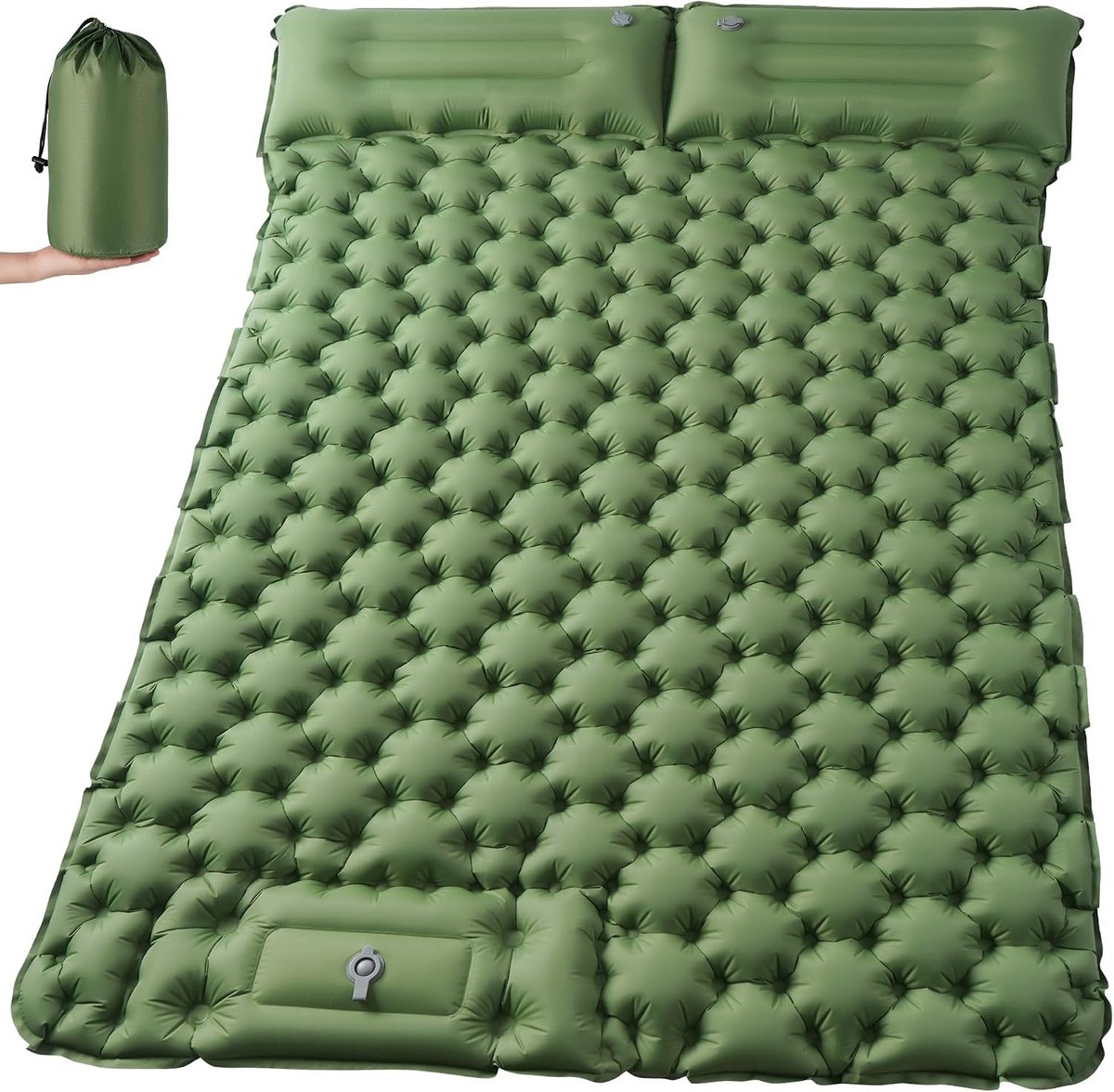 Zelfopblazende Slaapmat - Groen - 195 x 125 cm - Geavanceerde en Dikke Campingmatras - Voor 2 Personen
