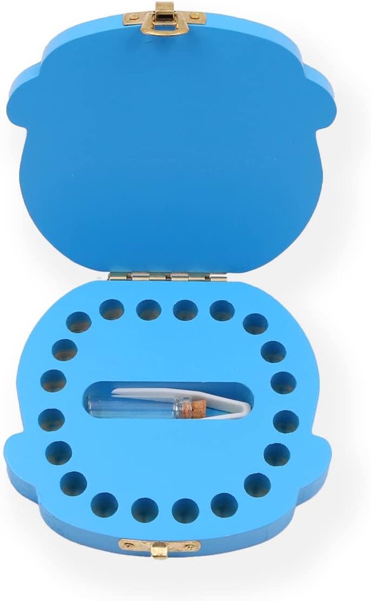 SnelShoppen - Houten Bewaarbox voor Baby-Tanden - Schattige Persoonlijkheid - Duurzaam en Milieuvriendelijk - 12,5x11,5cm - Perfect Cadeau voor Kinder