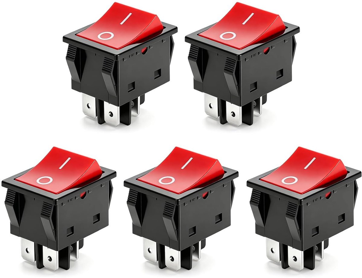 SnelShoppen - 4-Pin Rocker Switch ON/OFF 30A 120V 250V AC - Schakelaar voor Lasapparaat, Boot en Tuin, 5 Stuks
