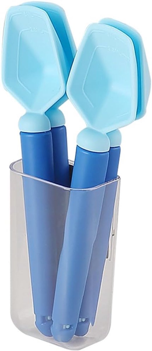 SnelShoppen - Set van 4 Sluitclips met Maatlepel, Handige Keukenclips voor Tassen, Herbruikbare Sluitclips van Hoogwaardig PP Materiaal, Lichtgewicht