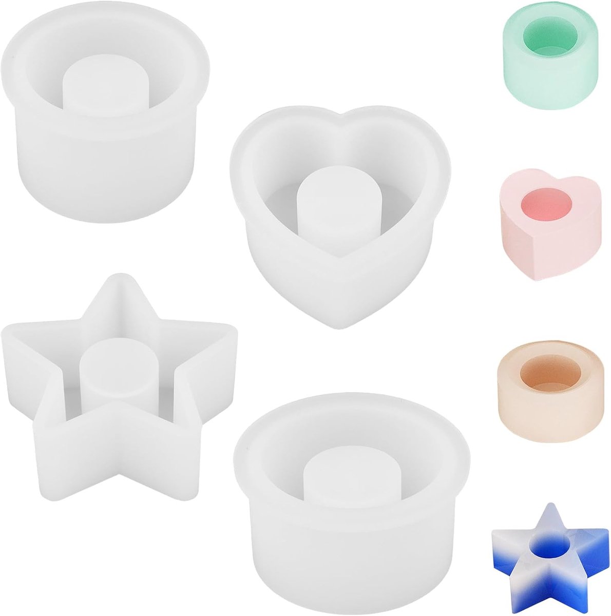 SnelShoppen - Silicone Vorm Kaarsenhouder, 4 Stuks Mould Kaarsenhouder, DIY Silicone Mallen voor Beton, DIY Cement Kaarsenhouder, Handgemaakte Kaarsen
