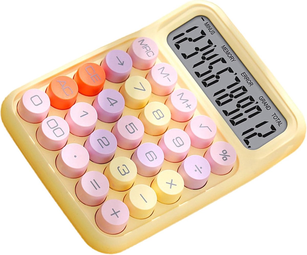 SnelShoppen - Kleurige Mechanische Toetsenbord Calculator voor Thuis, School en Kantoor - Innovatieve Elektronische Bureau Calculator met Mechanische