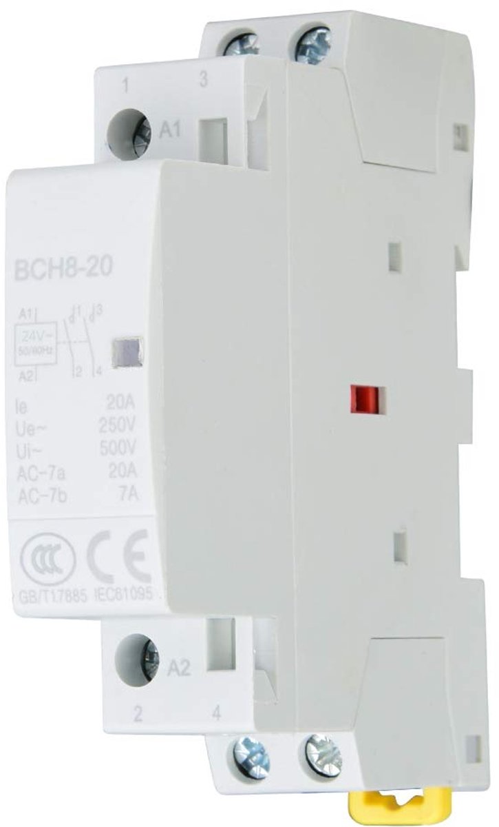 SnelShoppen - Dioche AC Bescherming 2P 20A Huishoudelijke AC Beveiliging voor 35mm DIN Rail Montage, 1NO, 1NC, 220V/230V