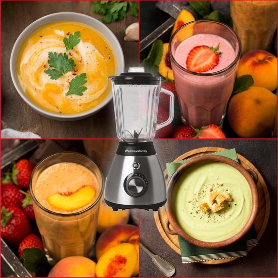 Elektrische Mixer - Keukenmixer Blender - Smoothies Maken - 6 Roestvrijstalen Messen - 1.5 Liter - Wit — afbeelding 3