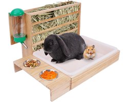 Multifunctionele Voederoplossing voor Kleine Huisdieren met Hooi, Water en Eten - Geschikt voor Konijnen, Hamsters en Cavia's