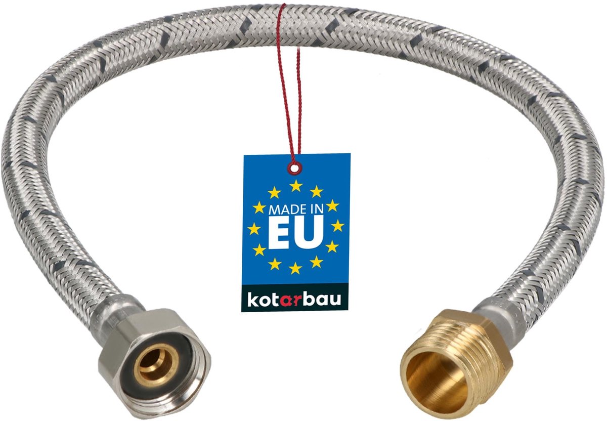 KOTARBAU® Flexibele Aansluitslang 1/2"x1/2" - Sanitaire Aansluitslang 50 cm - Flexibele Kraanslang - Buitendraad x Binnendraad - Aansluitslang Armatuur - Gevlochten Roestvrijstalen Aansluitslang