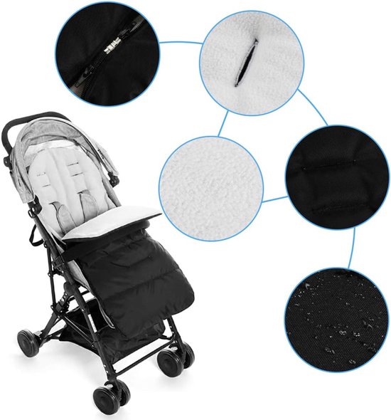 Baby Voetenzak - Kinderwagen Dekje - Warmte Bieden - Waterdicht Oxford Doek - 86 x 40 cm - Zwart — afbeelding 3