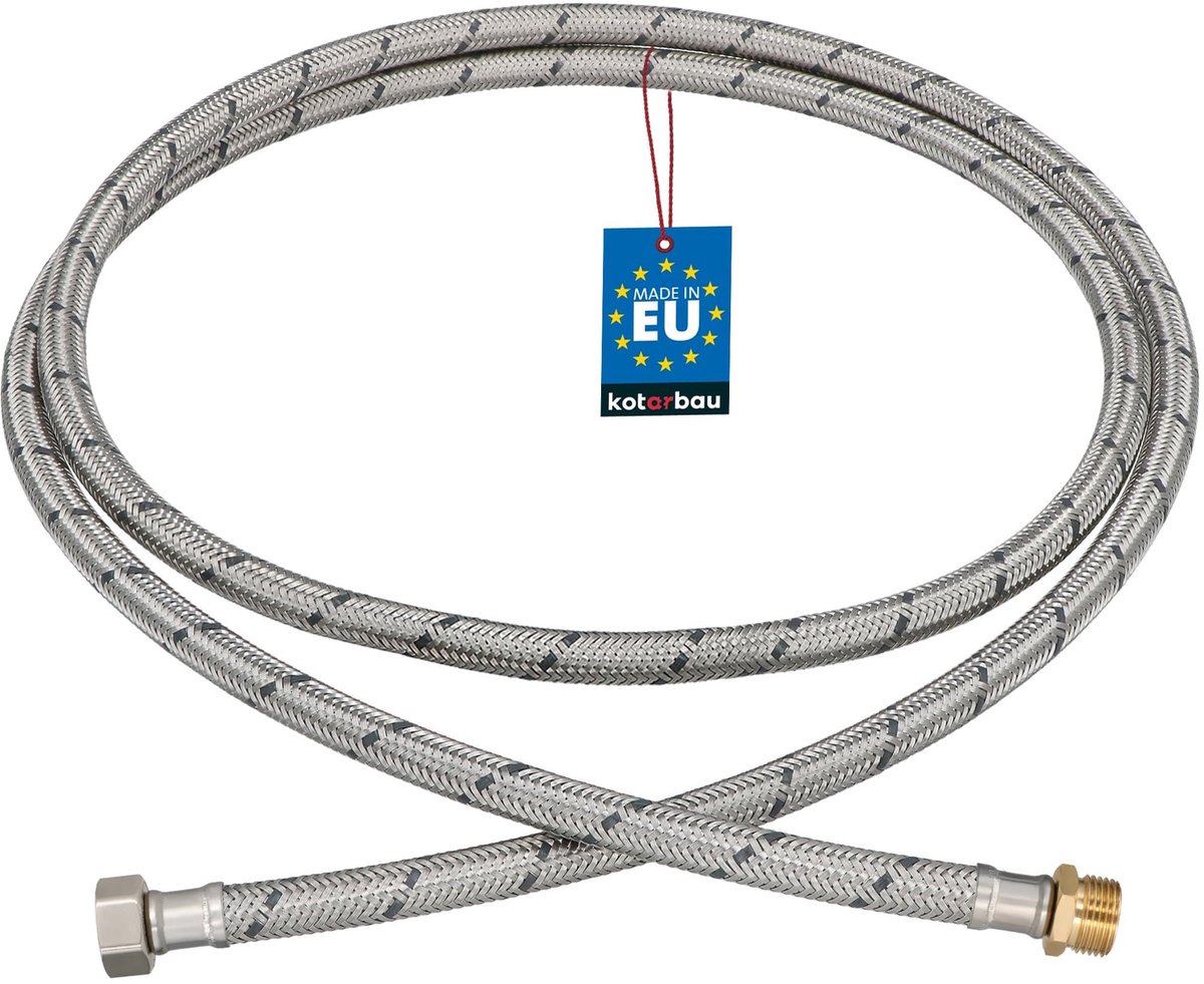 KOTARBAU® Flexibele Aansluitslang 3/8"x3/8" - Sanitaire Aansluitslang 200 cm - Flexibele Kraanslang - Buitendraad x Binnendraad - Aansluitslang Armatuur - Gevlochten Roestvrijstalen Aansluitslang