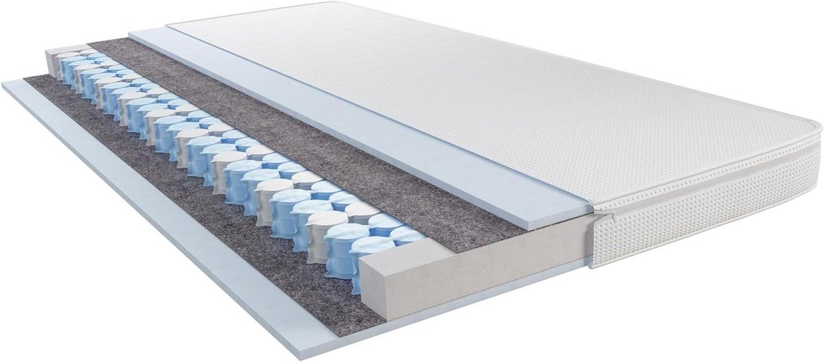 Pocketveringmatras - Kindermatras Stapelbedmatras - Comfortabel Slapen - Onafhankelijke Pocketveren - 190x90 cm - Wit