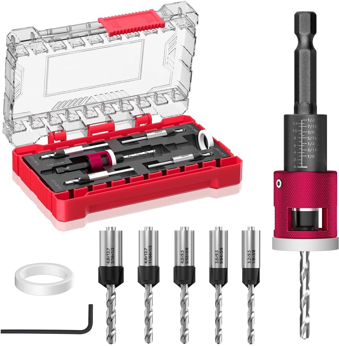 Countersink boren set 5-delig - 1/4 inch hex fit - verstelbare diepte-stop - ideaal voor houtbewerking - SnelShoppen