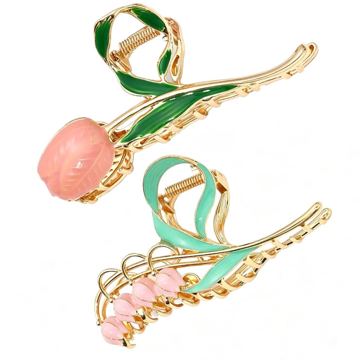 Solidchoice - Haarspelden voor Dames - Set van 2 Elegante Tulpen en Lelietjes