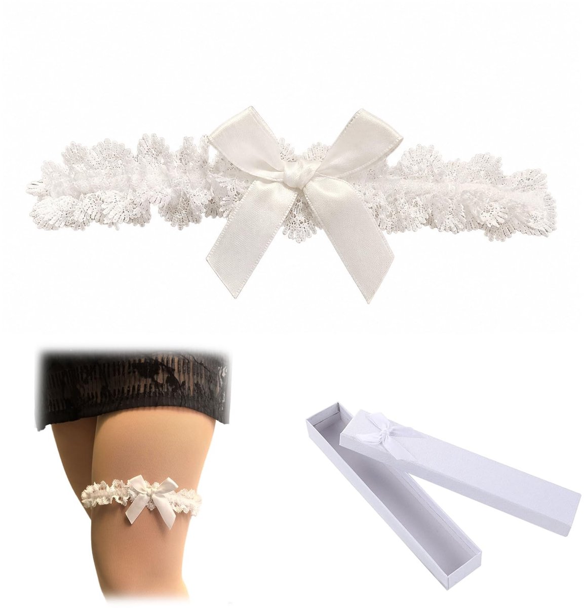 Solidchoice - Bruidsgarter met Cadeau Doos, Kant, Wit