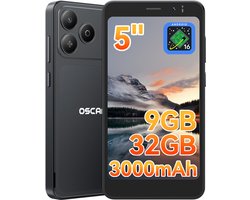 OSCAL FLAT 3C Mini Smartphone - 4G AI - DUAL SIM - 12GB RAM - 32GB ROM - Android 16GO Telefoon - 5 inch - 3000mAh - 2MP+5MP - GPS - Zwart