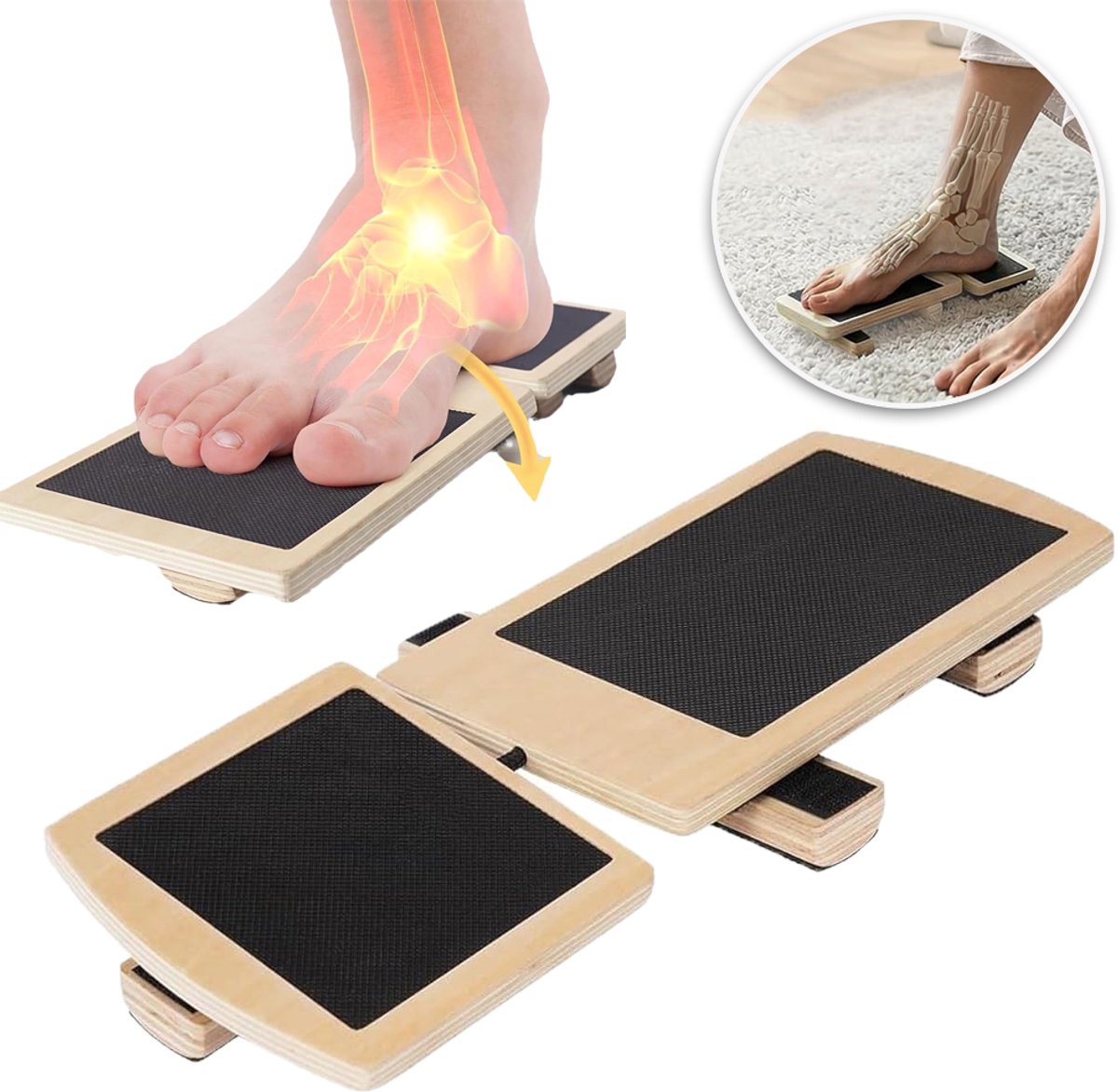 Houten Balansbord Voor Het Versterken Van Voet En Enkel - Antislip Grip Verbetert Stabiliteit En Coördinatie Ontwerp Voor één Been Draagvermogen 100 kg - Ideaal Voor Sporters En Fysiotherapeuten