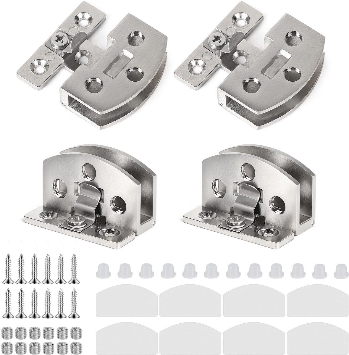 Solidchoice - Set van 4 Scharnieren voor Gehard Glas met Beschermende Rubberhouders