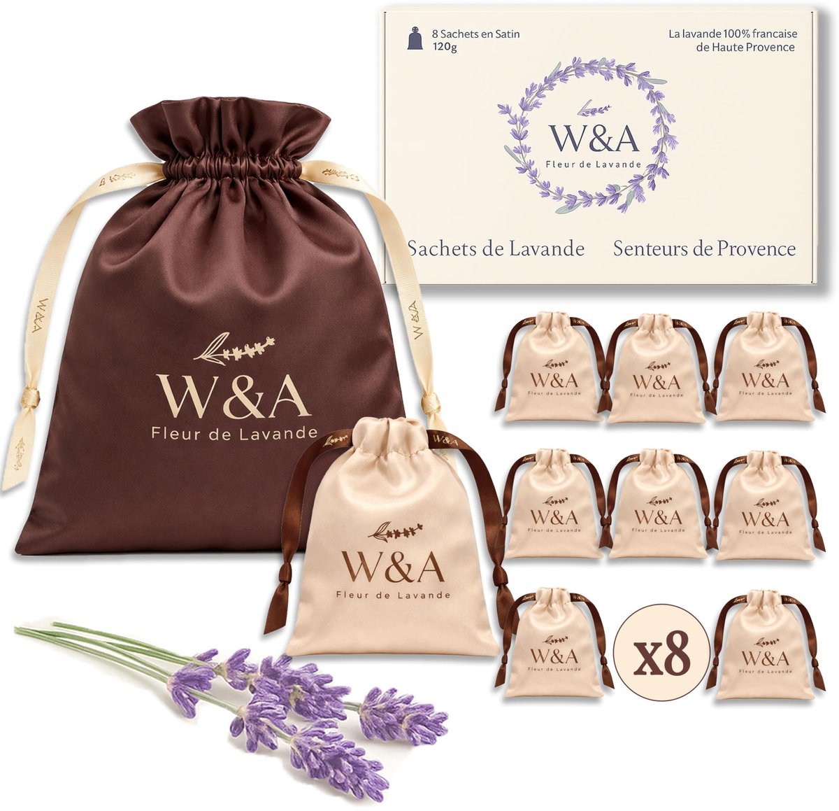 Solidchoice - Lavendel Geurzakken voor Kasten en Kleding - 8 Premium Satin Zakjes uit Provence