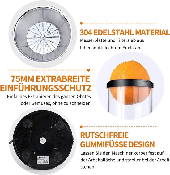 OYLCDI Sapcentrifuge voor groenten en fruit, 600W roestvrijstalen sapcentrifuge van OYLCDI — afbeelding 2