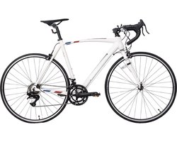 Racefiets 52 cm – Voor dames en heren in de stad en op de weg – Met 14 versnellingen en lichtgewicht aluminium frame – Wit aluminium frame