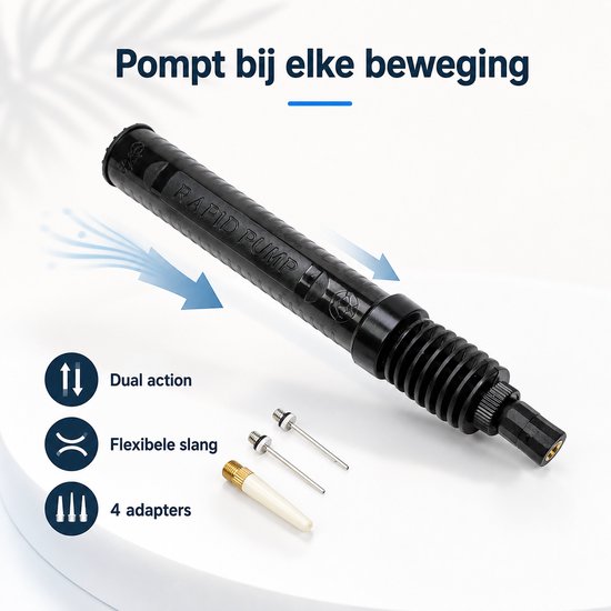 Dual-Action Handpomp met 4 Adapters - Fietspomp en Ballenpomp - Zwart — afbeelding 3