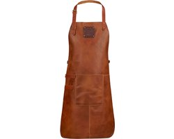 WITLOFT Schort Buffalo met zak - Cognac - Buffelleer
