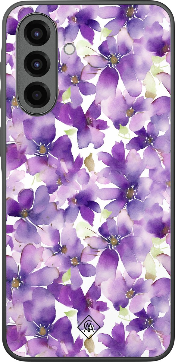 Casimoda® hoesje - Geschikt voor Samsung Galaxy A37 - Floral Violet - Zwart TPU Backcover - Bloemen - Paars